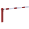 Compact hand barrier | with fixed support post | clear width: 1500 mm | with profile cylinder lock | hot-dip galvanized and coated red / white
